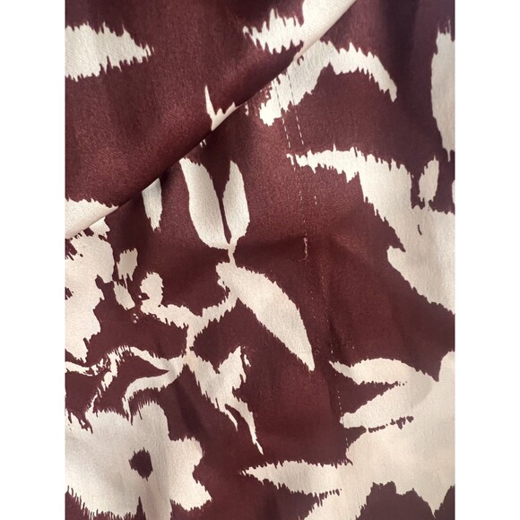 ZARA's Floral Brown/Tan/Red Satin-Effect Midi Straight Skirt Front Slit Size XS - Picture 8 of 10